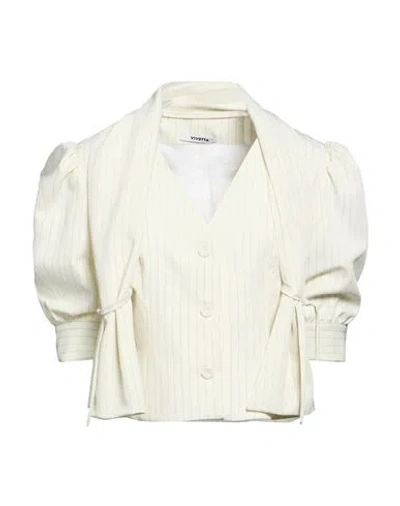 Vivetta Woman Shirt Ivory Size 8 Polyester, Elastane, Viscose In Animal Print