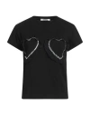 Vivetta Woman T-shirt Black Size M Cotton, Polyamide, Glass