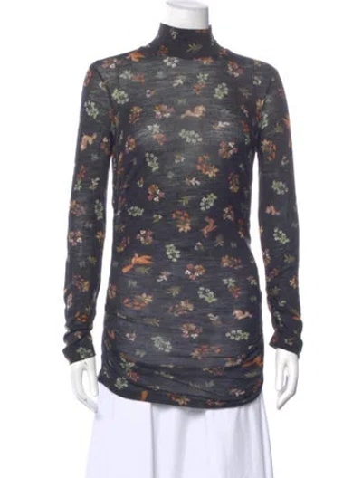 Pre-owned Vivetta Wool Floral Print Blouse In Black