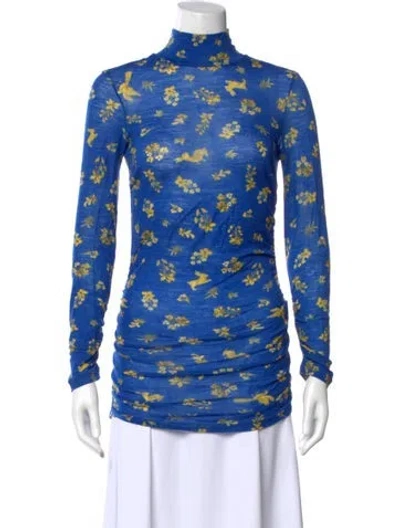 Pre-owned Vivetta Wool Floral Print Top In Blue
