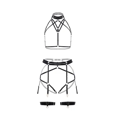 Vivi Leigh London Women's Black Elastic Harness Lingerie Set