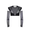 Vivi Leigh London Women's Black Mesh Bralette Crop Top With Gloves In Black