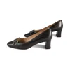 Viviamos Women's Honor Leather Heel In Black In Black