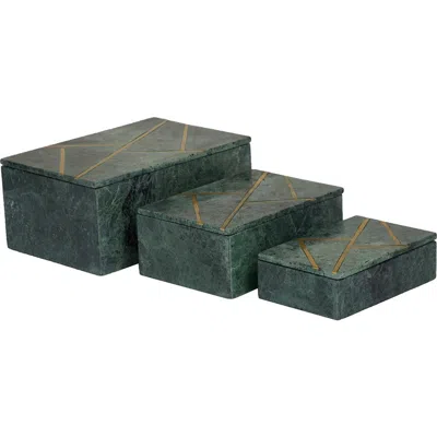Vivian Lune Home 3-piece Marble Box Set In Green