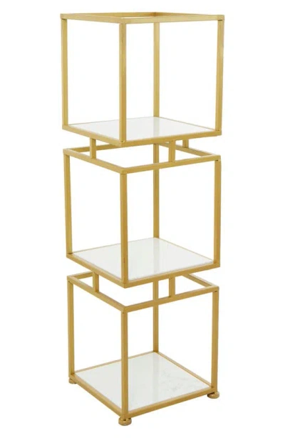 Vivian Lune Home 3-tier Marble Shelf In Gold