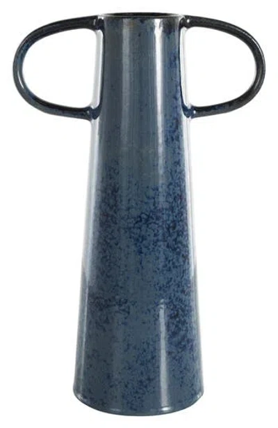 Vivian Lune Home Ceramic Vase In Dark Blue