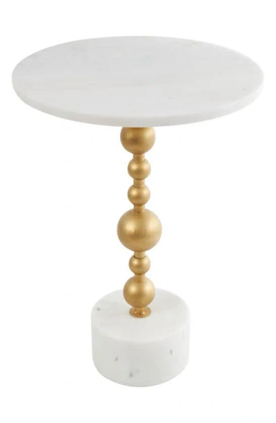 Vivian Lune Home Double Marble Accent Table In White