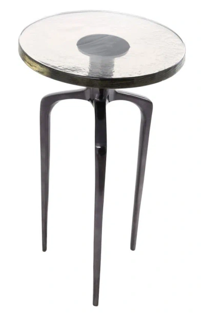 Vivian Lune Home Glass Top Accent Table In Burgundy