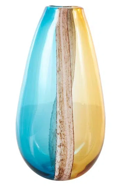 Vivian Lune Home Glass Vase In Multi Colored - Blue