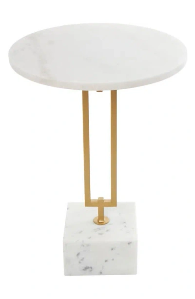 Vivian Lune Home Marble Accent Table In White