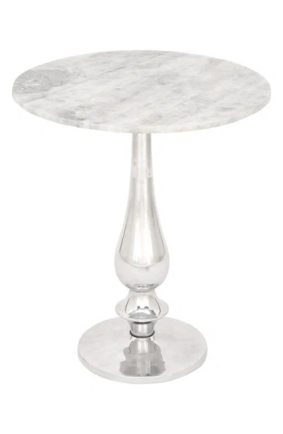 Vivian Lune Home Marble Accent Table In White/ Silver