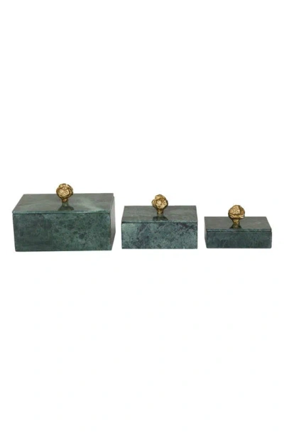 Vivian Lune Home Marble Box With Handle In Green