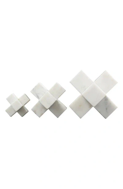 Vivian Lune Home Marble 'x' Sculpture In White