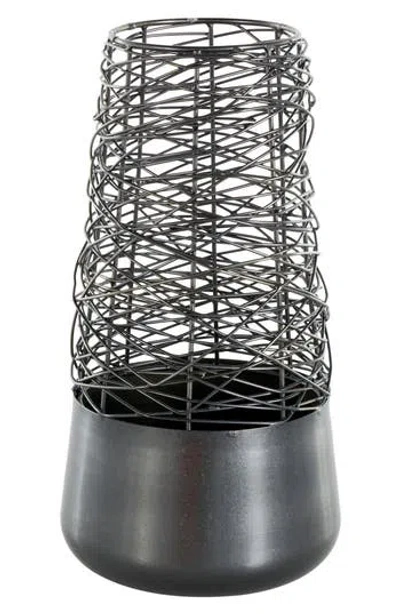 Vivian Lune Home Mixed Metal Vase In Black