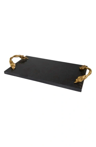 Vivian Lune Home Ornate Marble Tray In Black