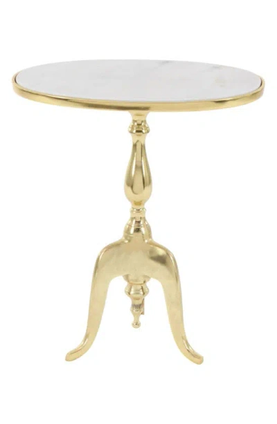 Vivian Lune Home Oval Marble Accent Table In Gold