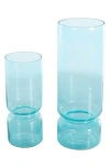 Vivian Lune Home Set Of 2 Glass Vases In Blue