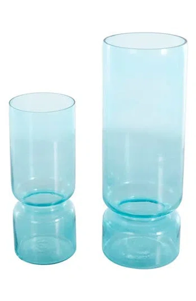 Vivian Lune Home Set Of 2 Glass Vases In Blue