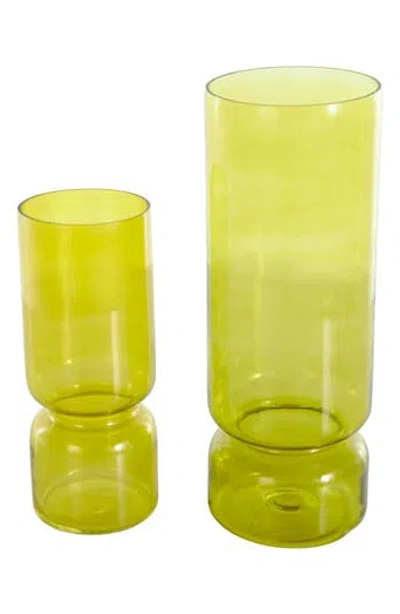 Vivian Lune Home Set Of 2 Glass Vases In Green