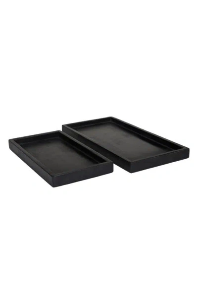 Vivian Lune Home Set Of 2 Marble Trays In Black