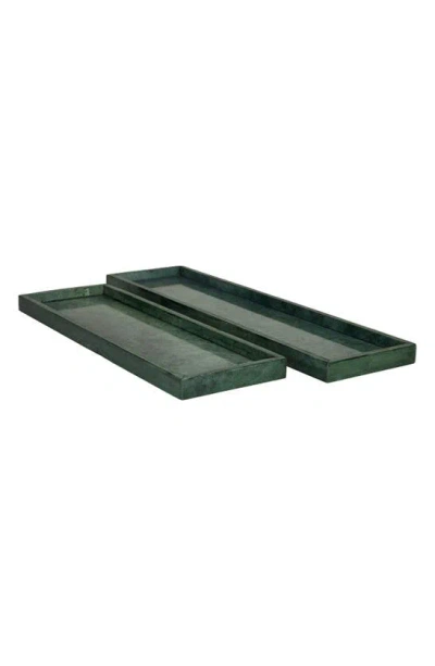 Vivian Lune Home Set Of 2 Marble Trays In Green