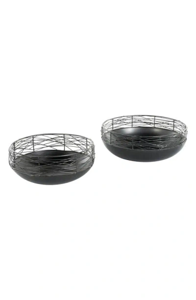 Vivian Lune Home Set Of 2 Metal Decorative Bowls In Black