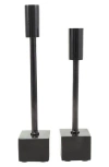 Vivian Lune Home Set Of 2 Modern Black Metal Candleholders In Black