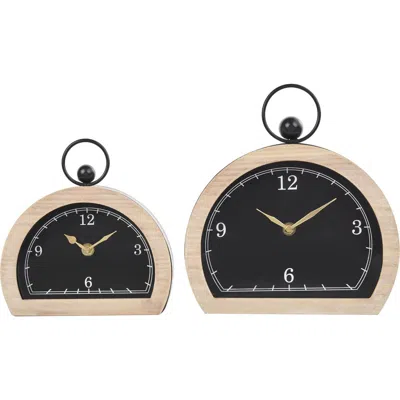 Vivian Lune Home Set Of 2 Modern Wooden Clocks In Black