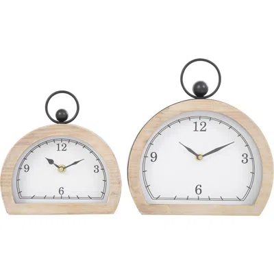 Vivian Lune Home Set Of 2 Modern Wooden Clocks In White