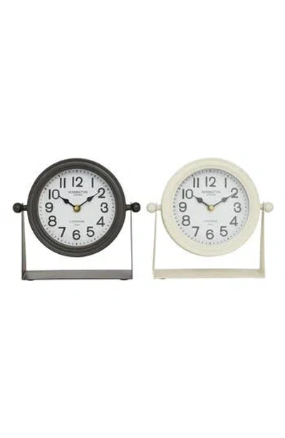 Vivian Lune Home Set Of 2 Multicolored Metal Clocks In Black/white Assorted