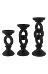 Vivian Lune Home Set Of 3 Candleholders In Black