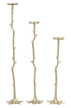 Vivian Lune Home Set Of 3 Glam Aluminum Metal Candleholders In Gold