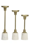 Vivian Lune Home Set Of 3 Modern Candleholders In Gold