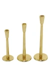 Vivian Lune Home Set Of 3 Modern Candleholders In Gold