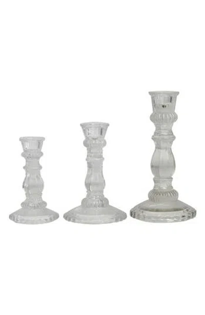 Vivian Lune Home Set Of 3 Modern Clear Glass Candleholders