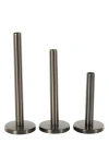Vivian Lune Home Set Of 3 Taper Candleholders In Silver