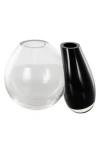 Vivian Lune Home Two-tone Recycled Glass Vase In Black