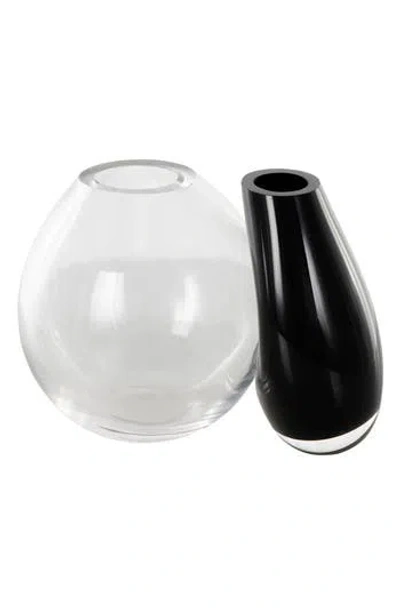Vivian Lune Home Two-tone Recycled Glass Vase In Black