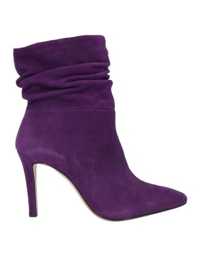 Vivian Woman Ankle Boots Purple Size 7 Leather