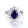 Viviana Halil Women's Gold / Silver / White The Yahara Ring Lab Blue Sapphire With Moissanite Halo In White Gold