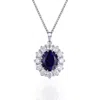 Viviana Halil Women's Gold / White / Silver The Yahara Necklace Lab Blue Sapphire With Moissanite Halo In White Go