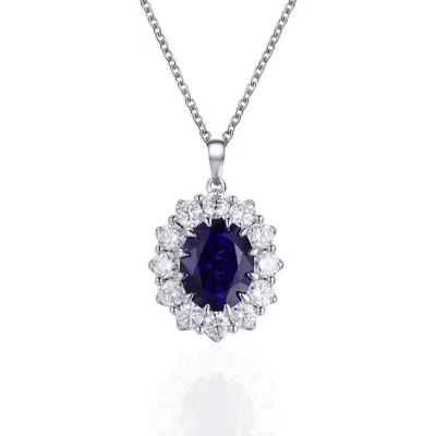 Viviana Halil Women's Gold / White / Silver The Yahara Necklace Lab Blue Sapphire With Moissanite Halo In White Go