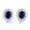Viviana Halil Women's Gold / White The Yahara Earrings Lab Blue Sapphire With Moissanite Halo In White Gold