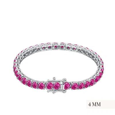 Viviana Halil Women's Pink / Purple / Silver The Rosa Tenné Premium Zirconia Bracelet In Sterling Silver Size Four In Multi