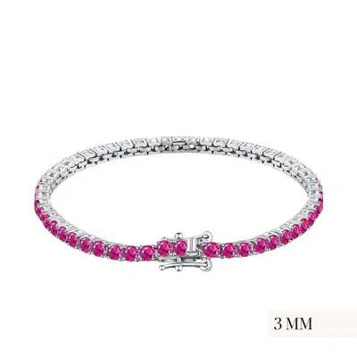 Viviana Halil Women's Pink / Purple / Silver The Rosa Tenné Premium Zirconia Bracelet In Sterling Silver Size Thre