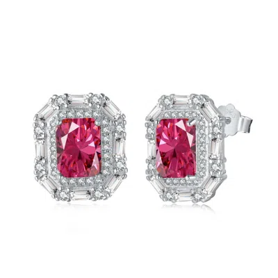 Viviana Halil Women's Silver / Pink / Purple The Laurent Rosa Pink Premium Zirconia Earrings On Sterling Silver