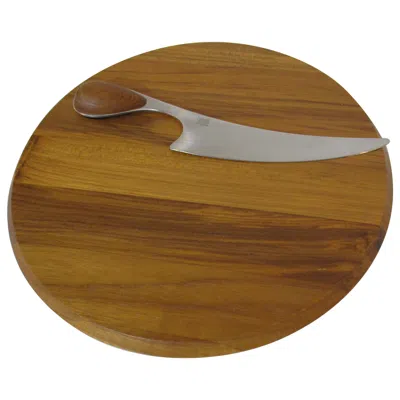 Pre-owned Vivianna Torun Bülow-hübe Dansk Lg Knife And Teak Cheese Board By Vivianna Torun Denmark In Brown