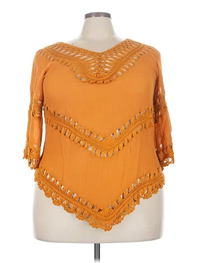 Pre-owned Vivid 3/4 Sleeve Blouse In Orange