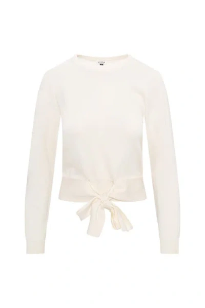 Vivid Crew Neck Bottom Tie Soft Knit Sweater In Neutral