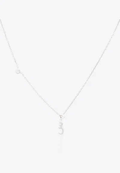 Vivid Jewelers Special Order - Bespoke Arabic Letter س Necklace In White-gold And Diamonds